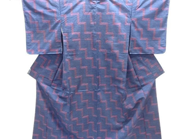 JAPANESE KIMONO / MAWATA YUKI TSUMUGI / UNUSED / WOVEN GEOMETRIC